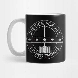 Justice For All Living Things Logo Design Mug